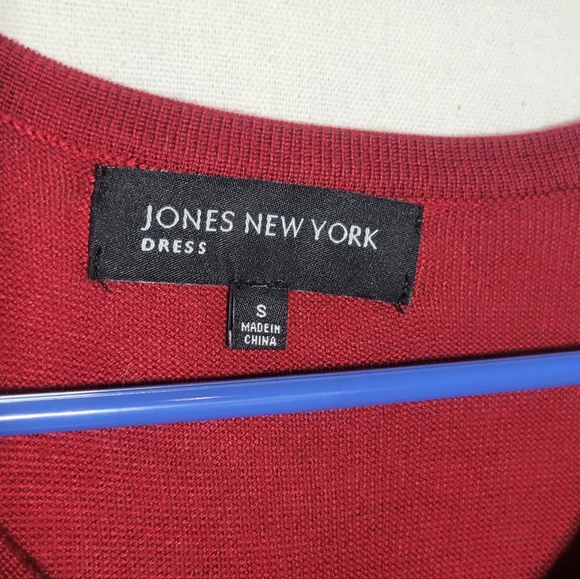 Red sweater dress size S Jones New York longsleeve small women's - Picture 3 of 5